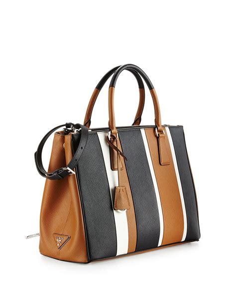 prada baiadera striped tote bag|PRADA Saffiano Baiadera Striped Medium Galleria Double Zip .